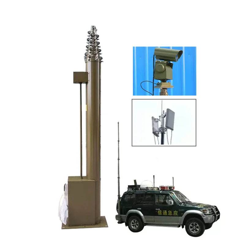 YangBo 5m 6m 10m 15m 20m 30m Telescopic Cctv Camera  Mast Pole Telecommunication Antenna Telescopic Mast