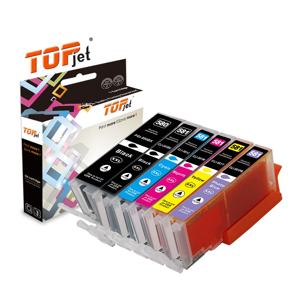 Topjet 580XL 581XL PGI 580 CLI 581 XL  CLI581 PGI580 Premium Compatible Ink Cartridge for Canon Pixma TS8250 TS6150 Printer