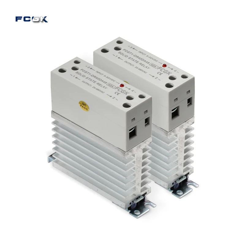 FCGK  dc 40a solid state slim relay ssr din with heatsink,24v 220v ssr Solid state relay DIN module