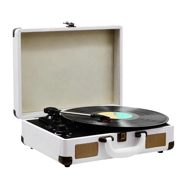 Nisoul Multiple Wireless USB Modern Retro Gramophone Portable Briefcase Vinyl Player Easy Carry Handle Turntable Player