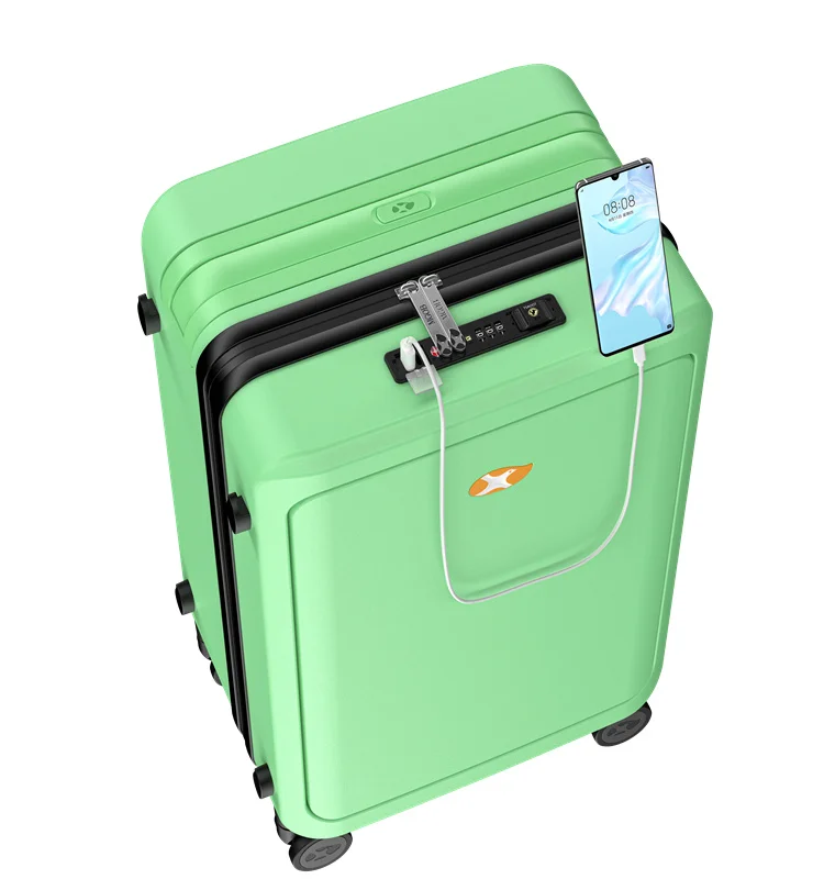 PC material Low MOQ Fast delivery USB Charging Laptop bag Customized Weighing Scale Front Open Trunk Luggage For Business Trip