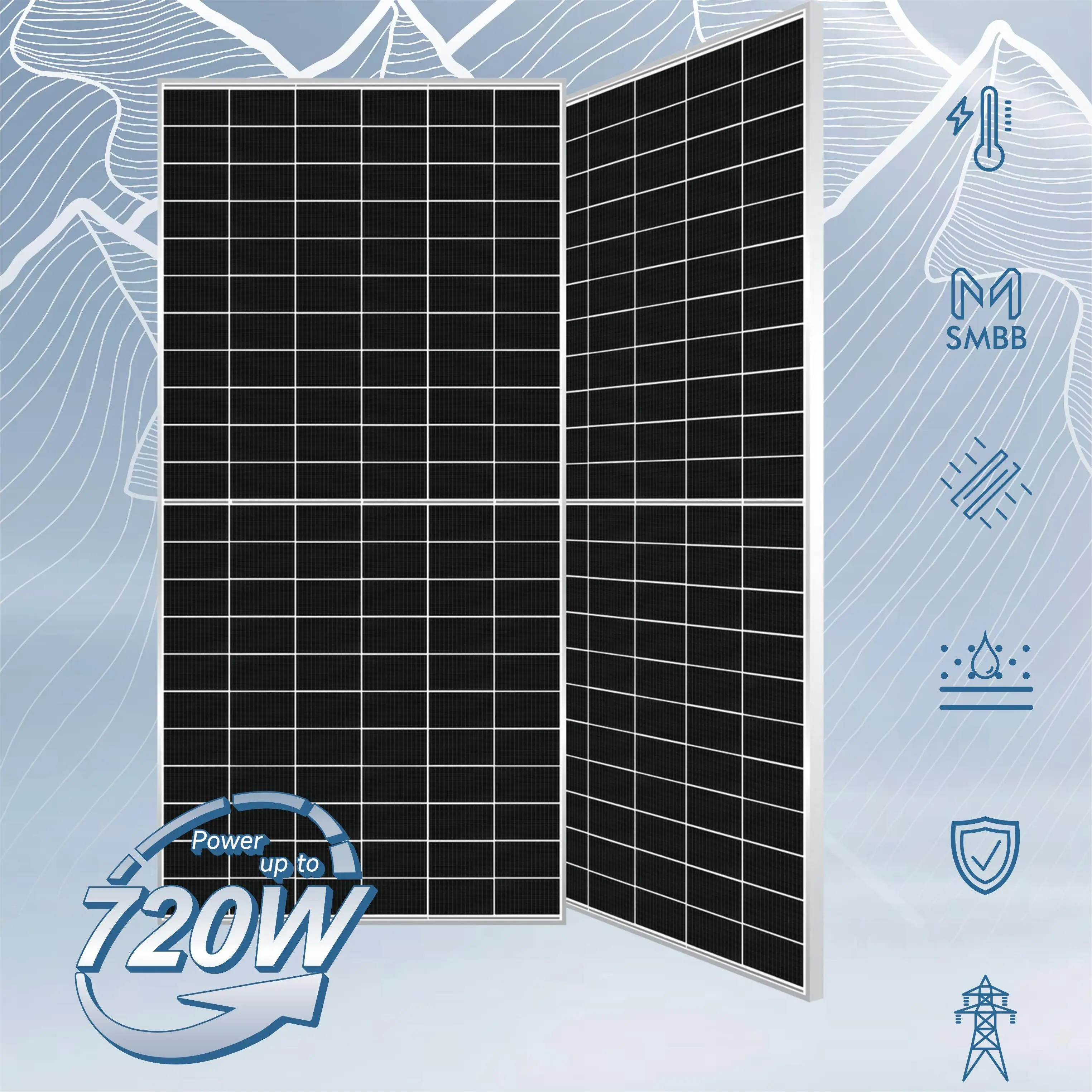 700w solar panel topcon n type bifacial solar modules solar system 725 watt pv panel with double glass 700 watt 705w in stock