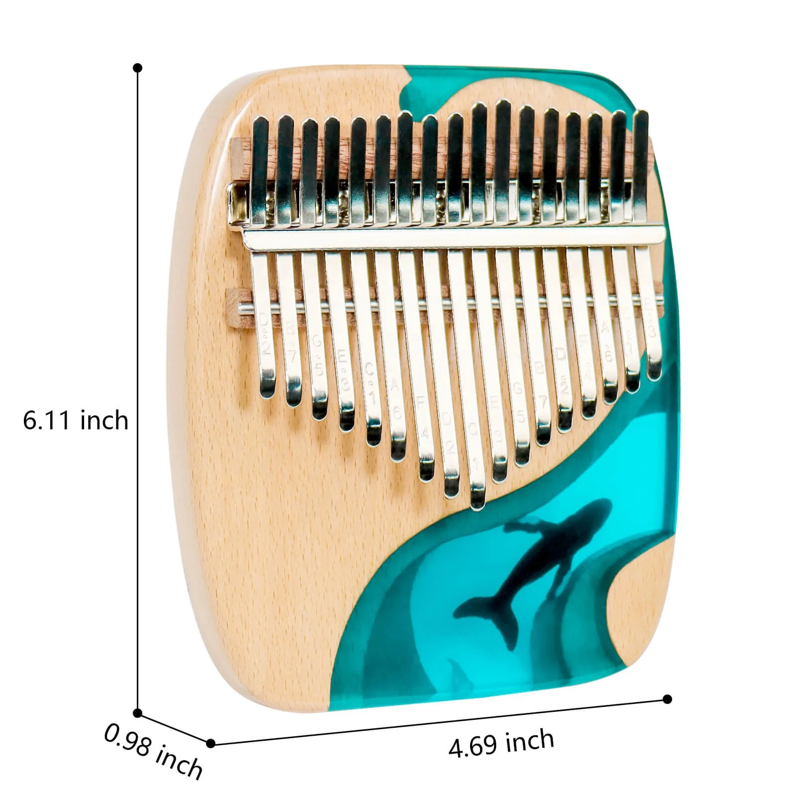 Resin Kalimba 17 Key Exquisite Finger Thumb Piano Marimba Musical Instrument Good Accessory Pendant Gif Kalimba(17 Key, blue)