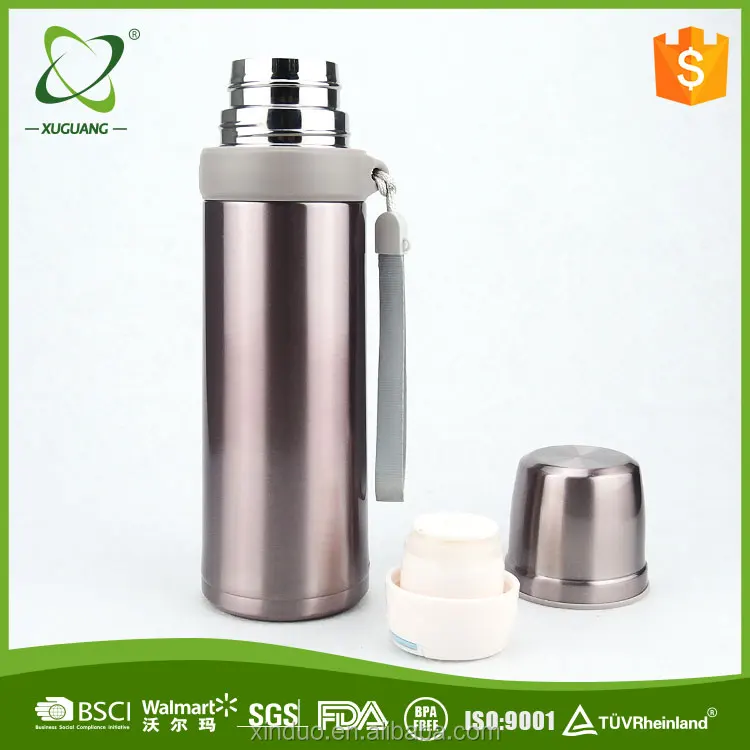 Wholesale factory double wall stainless steel Tea mug bottle hot and cold  water bottle bullet style thermoses with rope handle