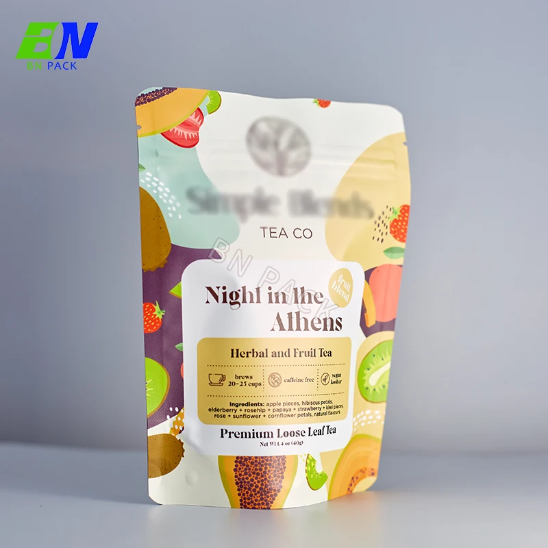 Bio reusable 250g/1bl stand up pouches tea cookies food packages custom zipper bag