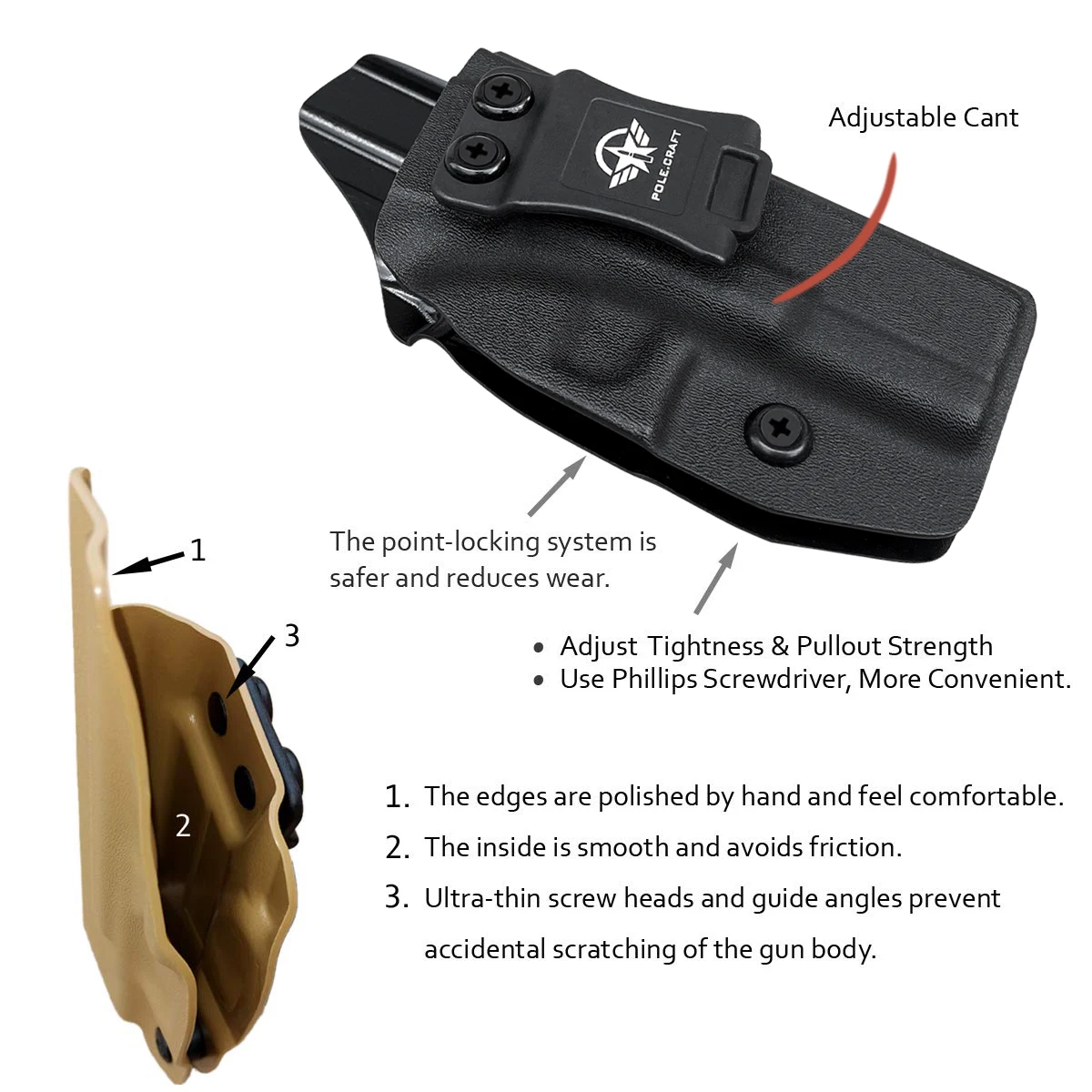 Чехол-кобура IWB KYDEX для рукоделия: Кольт 1911 командир. 45 9 мм 4 25 '-внутренний пояс скрытая Крышка переноски кнопка