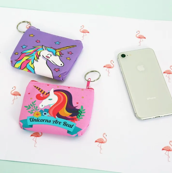 Women cute coin purse mini wallet unicorn print coin purse for girls
