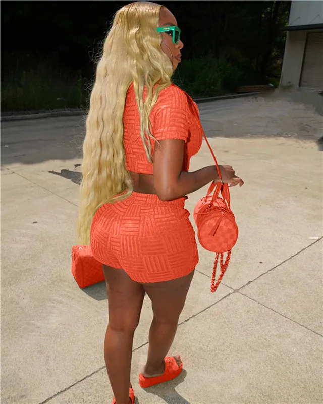 Custom Jogging Crop Top Hoodie Short Set 2 Piece Women Short Set Clothing Biker Shorts Outfit With Fashion Fur Slippers