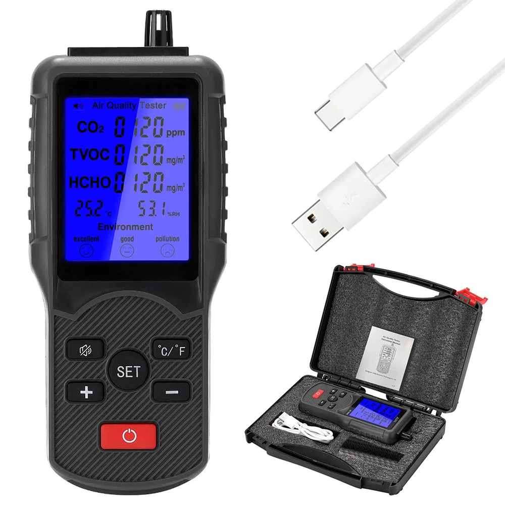 Factory Custom Air Quality Monitor Sensor HCHO TVOC Digital Testers For Laboratories