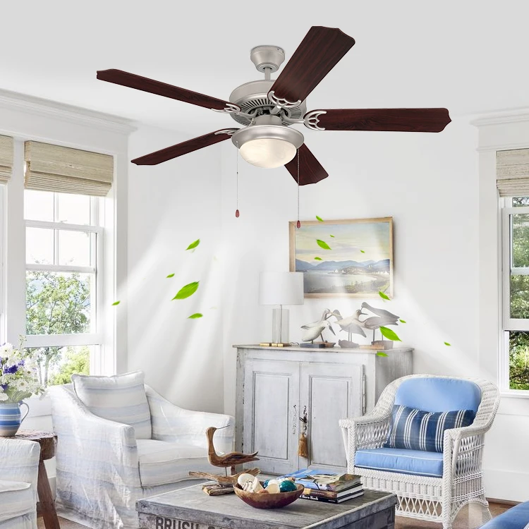 Household Silent Traditional Pull Chain 5 Blades European Style Ac Motor Classic Retro Ceiling Fan