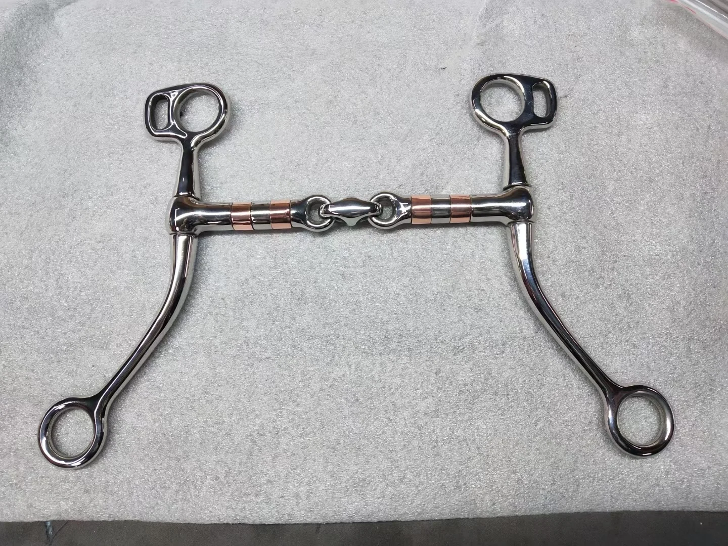 Horshi wholesale full cheek bit double jointed copper mouth piece with lozenge equestrian products stainless steel horse bits