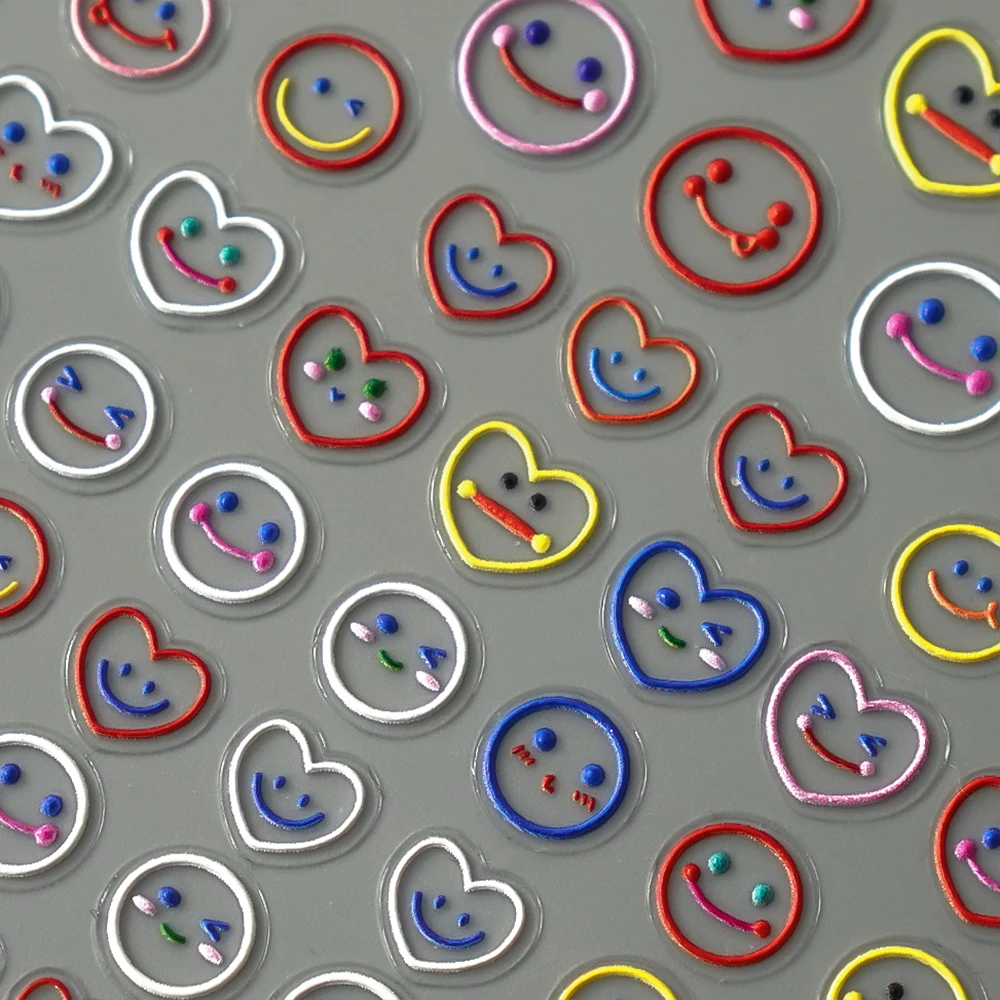 wholesale 5D Summer Nails Stickers Love Heart Smile Cartoon Nail Sticker