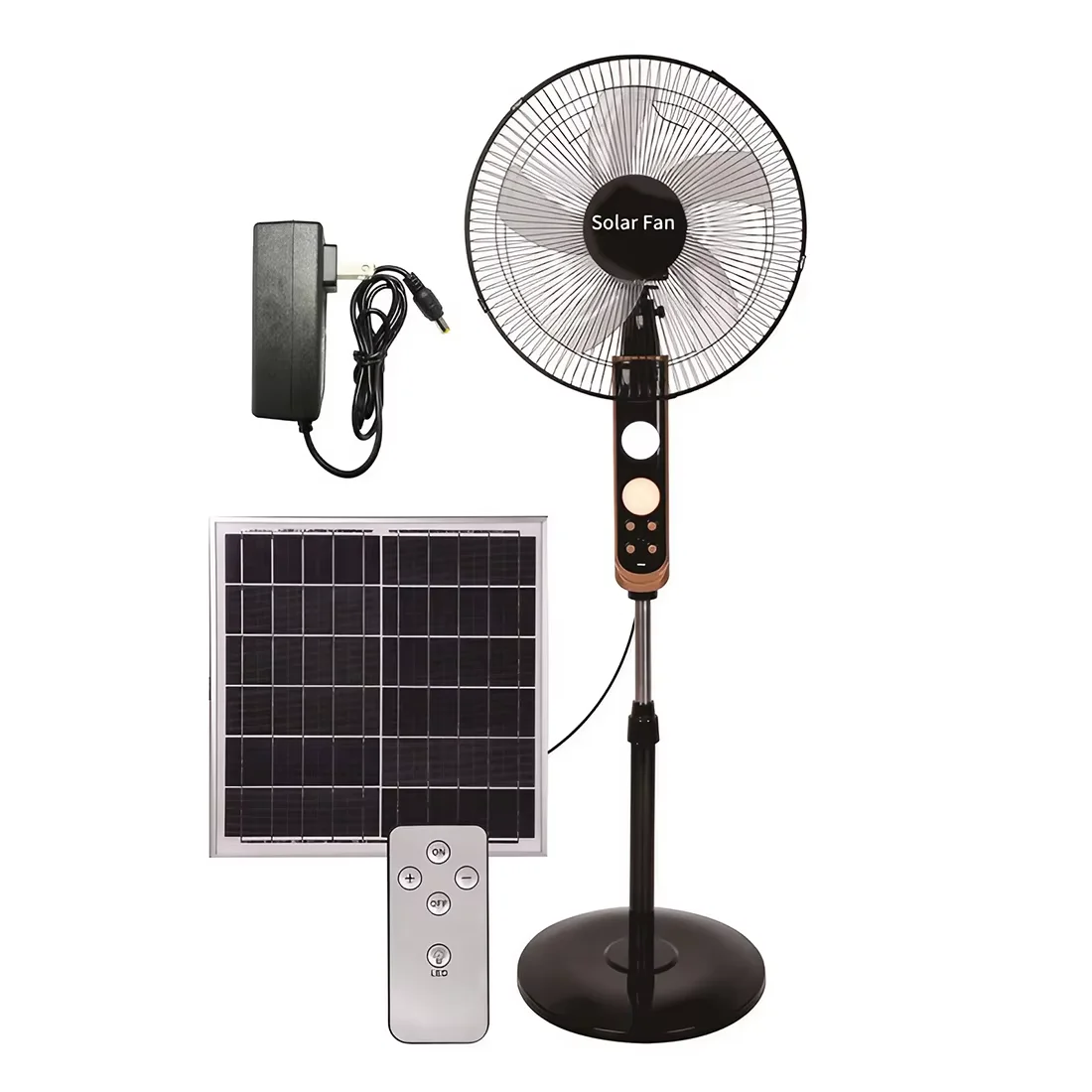 Wholesale Solar Powered Fan 16inch 12w Lithium Battery home Solar Fan With Solar Panel Home Adapter Charging