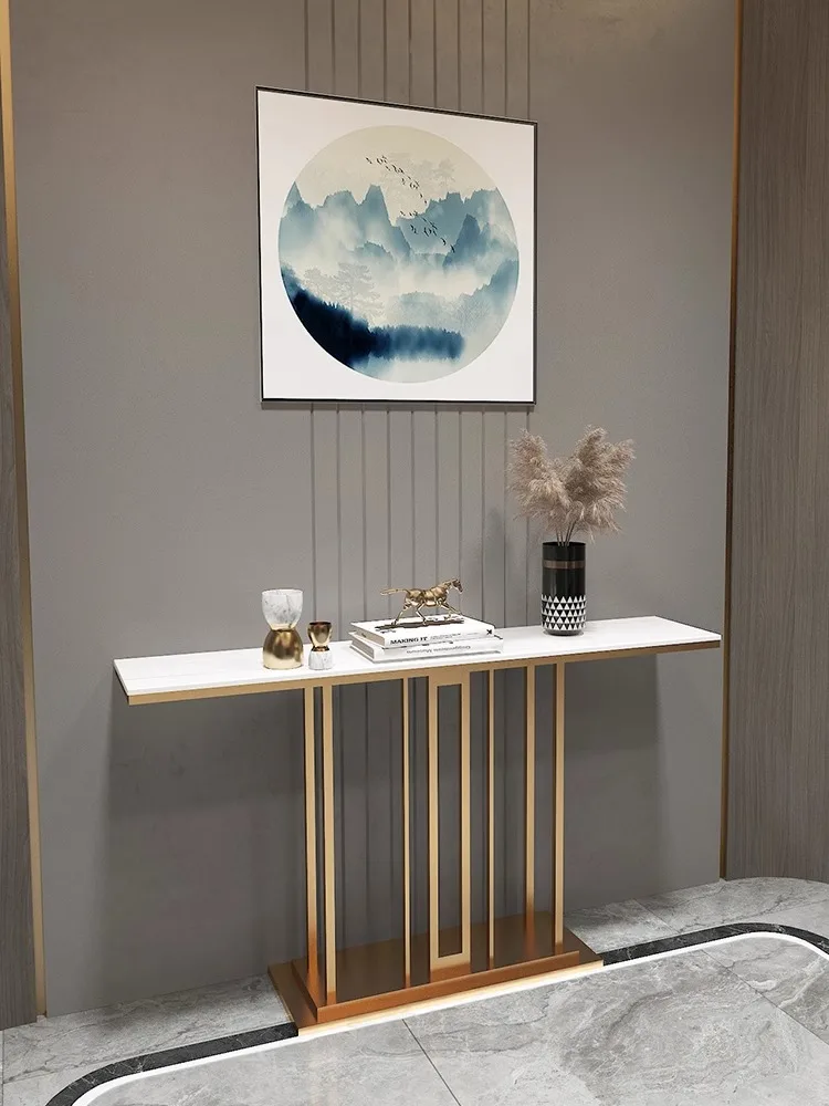 Luxury Living Room Console Table Designer Marble New Top Long Hallway Entrance Modern Metal Iron Coffee Table Top Grade