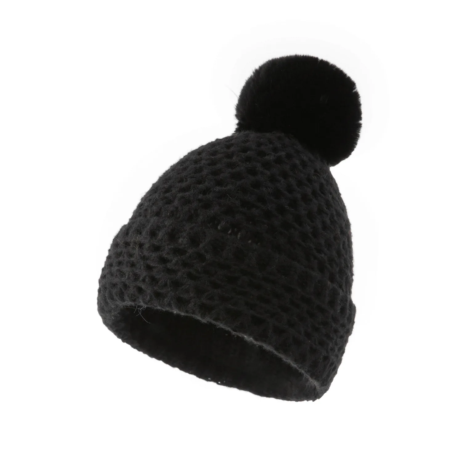 Custom New Fashion pompon ball waffle knit Knitted winter hat beanies hats with label hats wholesale
