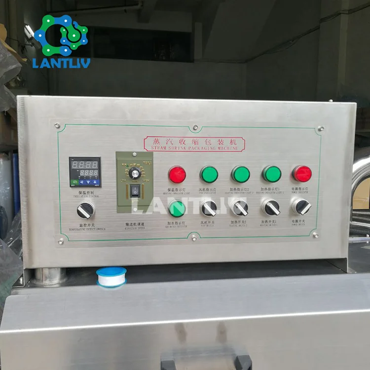 Cosmetic Food Daily Chemical Plastic Bottle Jar Sleeve Film Label Heat Steam Shrink Tunnel Wrapping Machine with Steam Generator