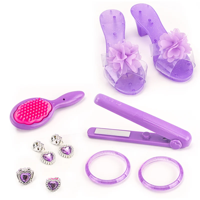 Pretend Play Set Makeup Toy Fashion Girls Plastic Shoes Comb Kids Princess Eardrop Jewelry Accessory Dress Up Beauty Toys