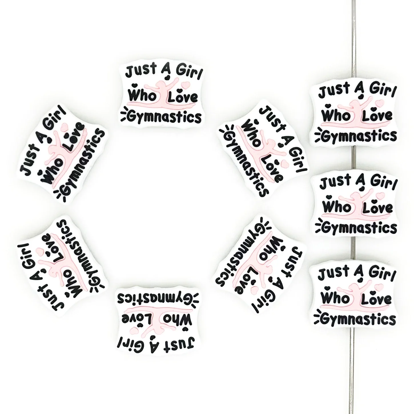 Square Silicone Teething Beads Just A Girl Who Love Gymnastics Focal Beads For Keychain Lanyard Making