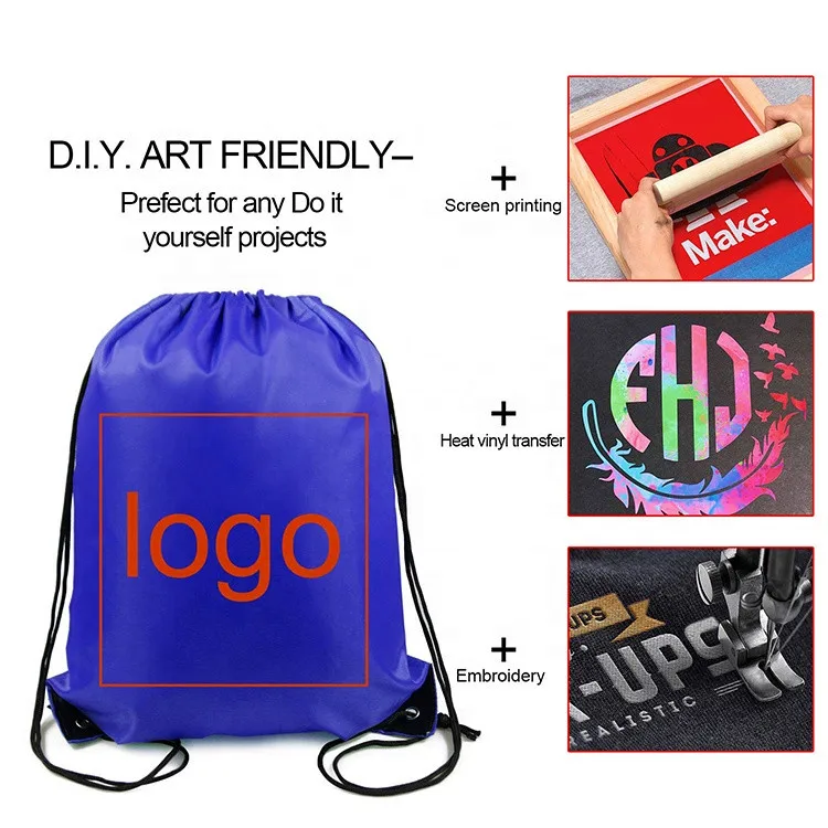 Custom large kids draw string backpack promotional sports draw string bag with printed logo