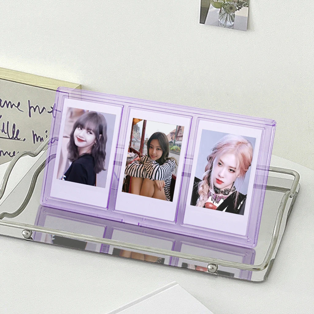 CAIUL 3 in 1 pocket instax mini film Acrylic picture frame photo card sleeves protector fujifilm instax mini frame