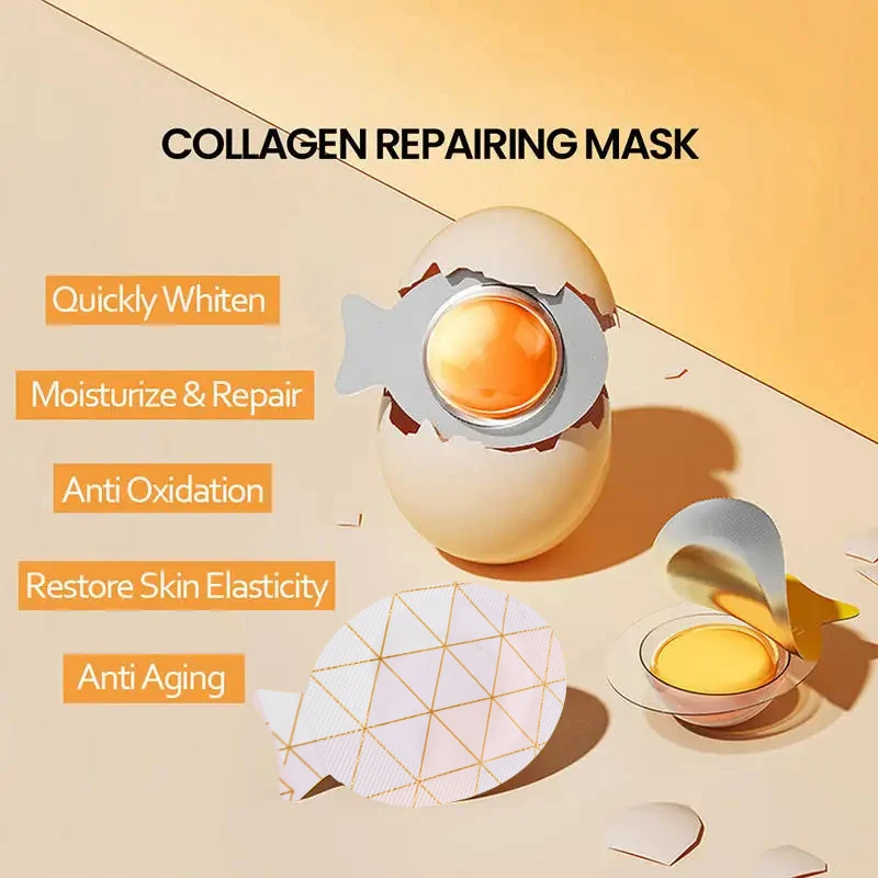Factory Price Egg Repairing Spa Facial Mask Vitamin C E Skin Care Anti Aging Brightening Collagen Face Mask