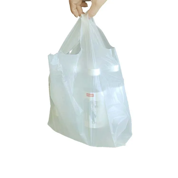 2022 Custom Supermarket plastics bags printed vest handles LDPE/HDPE Shopping clear plastic bag recycled plastic sac plastique