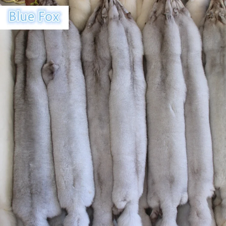 Wholesale Genuine Natural Blue Fox Fur Pelts for Women Winter Parka Hood with Low Prices