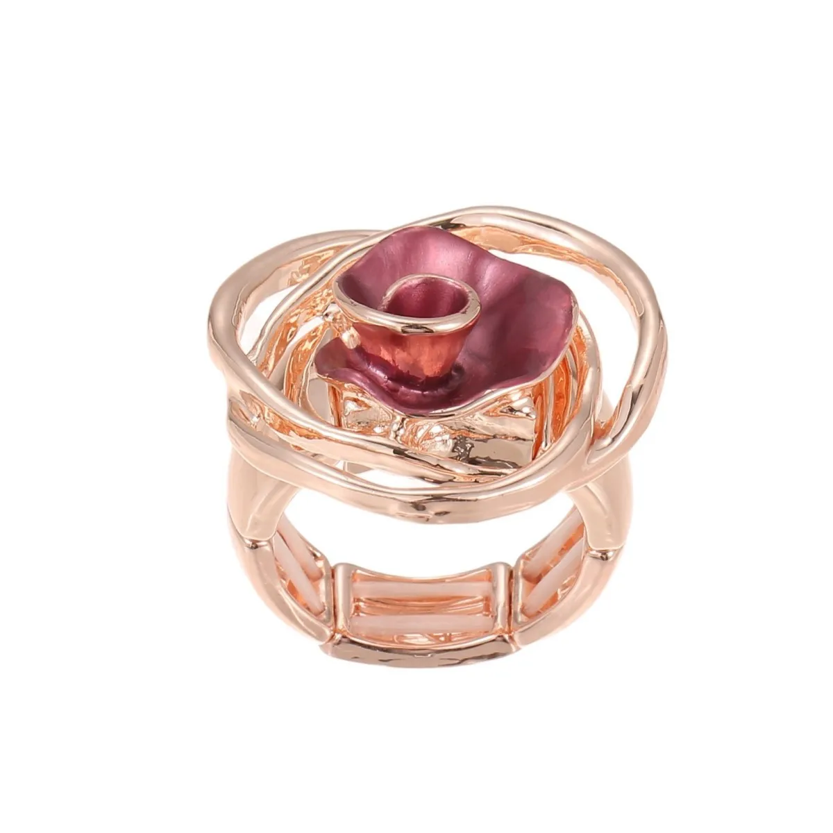 Luxury Women Rose Flower Rings Vintage Adjustable Rings Jewelry Women Colorful Enamel Rings