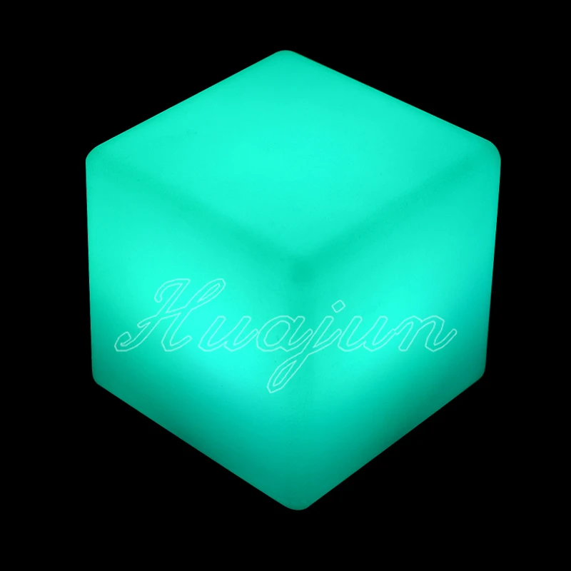 top sale outdoor led  kids table and  chair set/led plastic cube stool  with rechargeable battery ,color changing bu remote