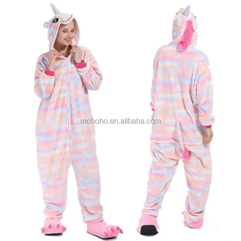 Cartoon Animal One Piece Flannel Pajamas Home Wear for Adults