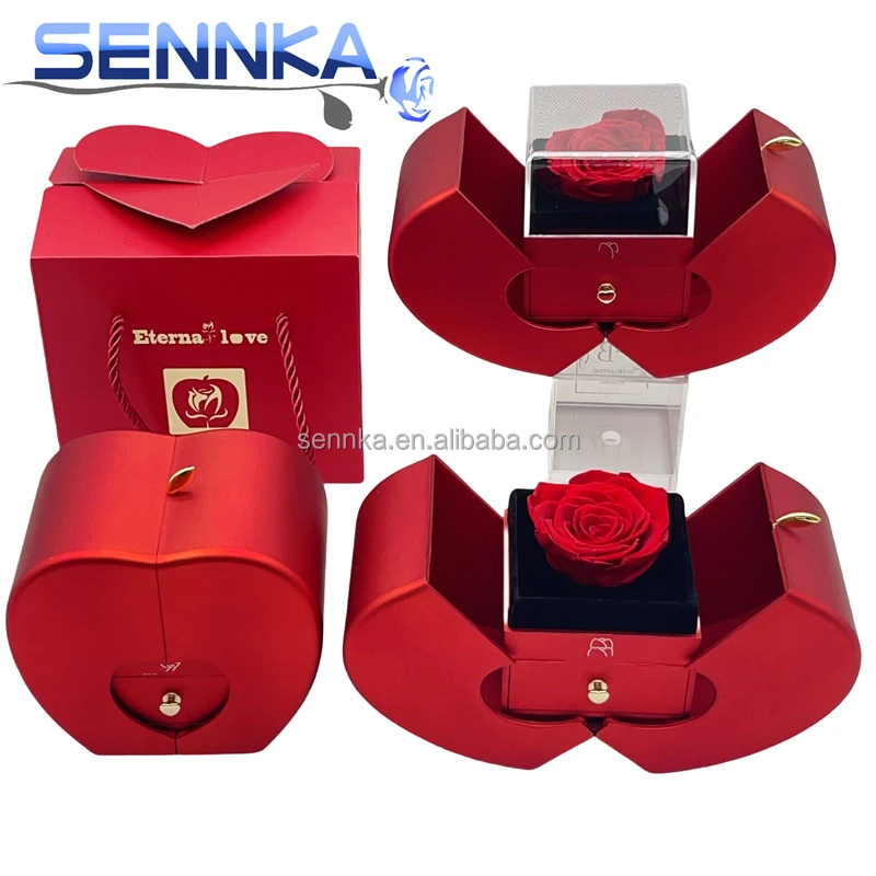 Sennka Preserved Rose in Apple Gift Box For Christmas Day Gifts