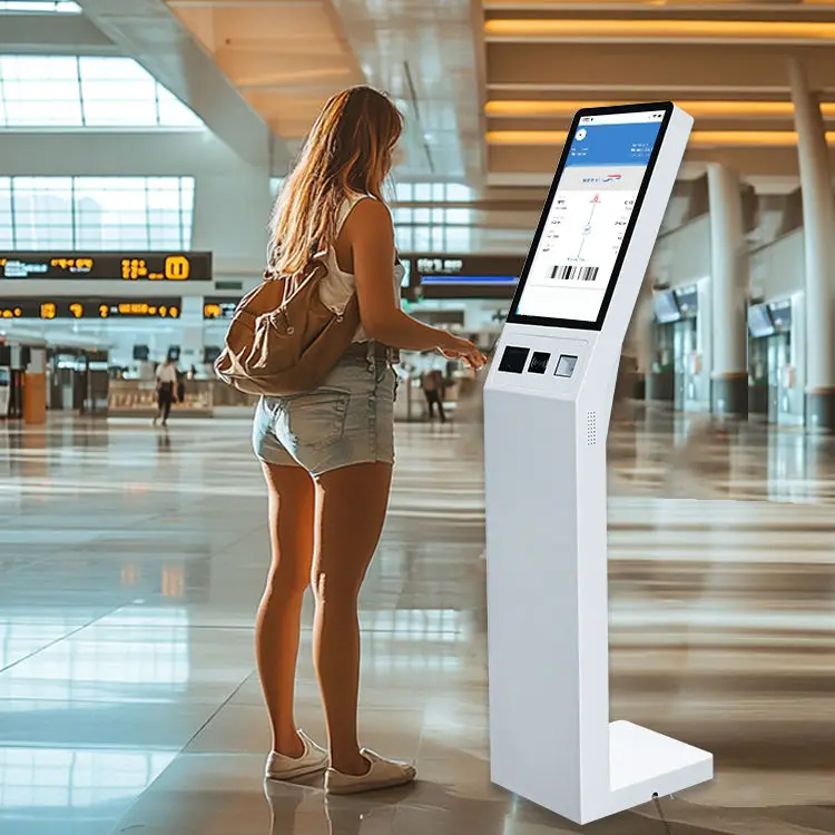 Custom kiosk manufacturers 32 inch android digital signage vertical hotel check in kiosk with printer