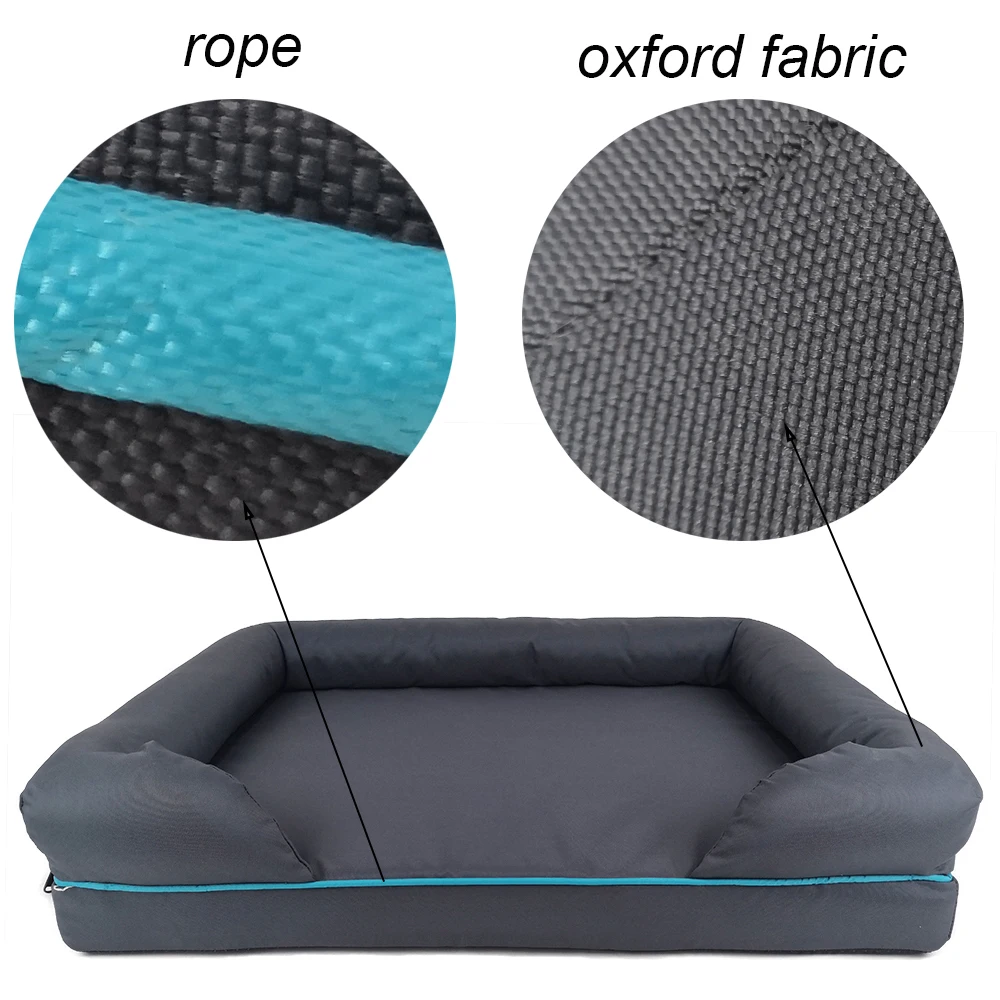 Wholesale Luxury Washable Square Large Cat Memory Foam Orthopedic Soft Dog Bed With Bolsters