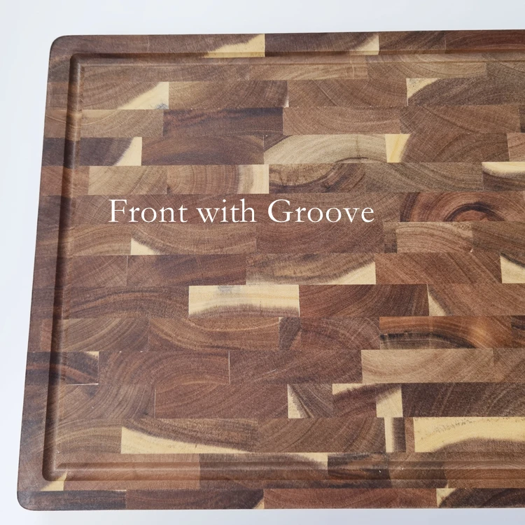 Wholesale Kitchen & Tabletop Large End Grain Chopping Block Acacia Wood Cutting Board with Handle