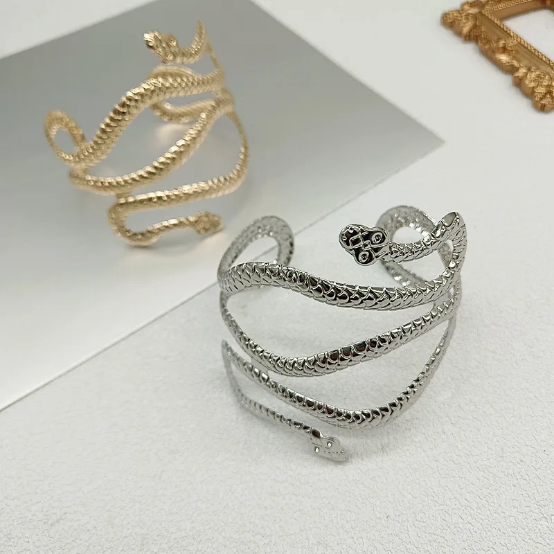 Punk Coiled Snake Spiral Upper Arm Cuff Armlet Armband Bangle Women Jewelry Egypt Swirl Snake Arm Cuff Armlet