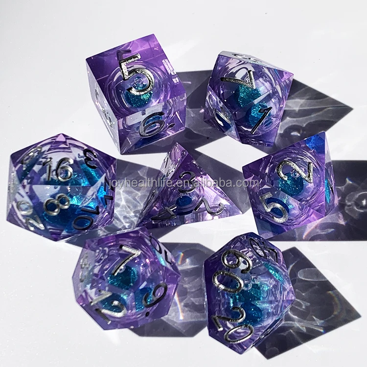 Handmade dnd resin factory liquid core dice set