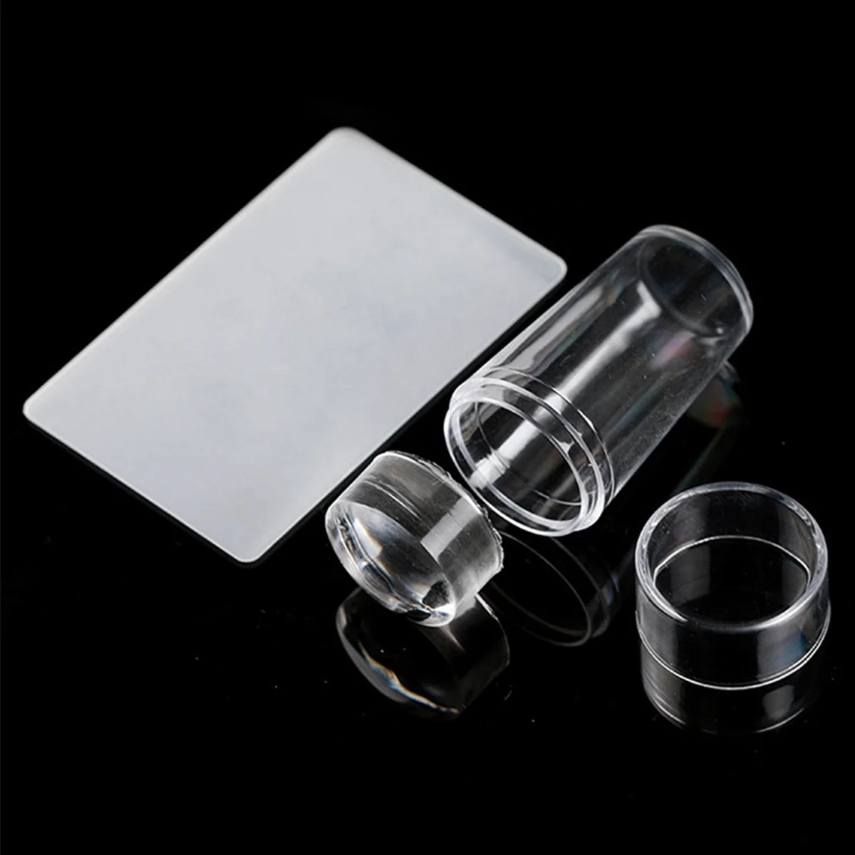 Dropshipping Service Clear Gel Diy Polish Plate Transparent Jelly French Stamper Head Scraper Set Silicone Nail Art Stamper