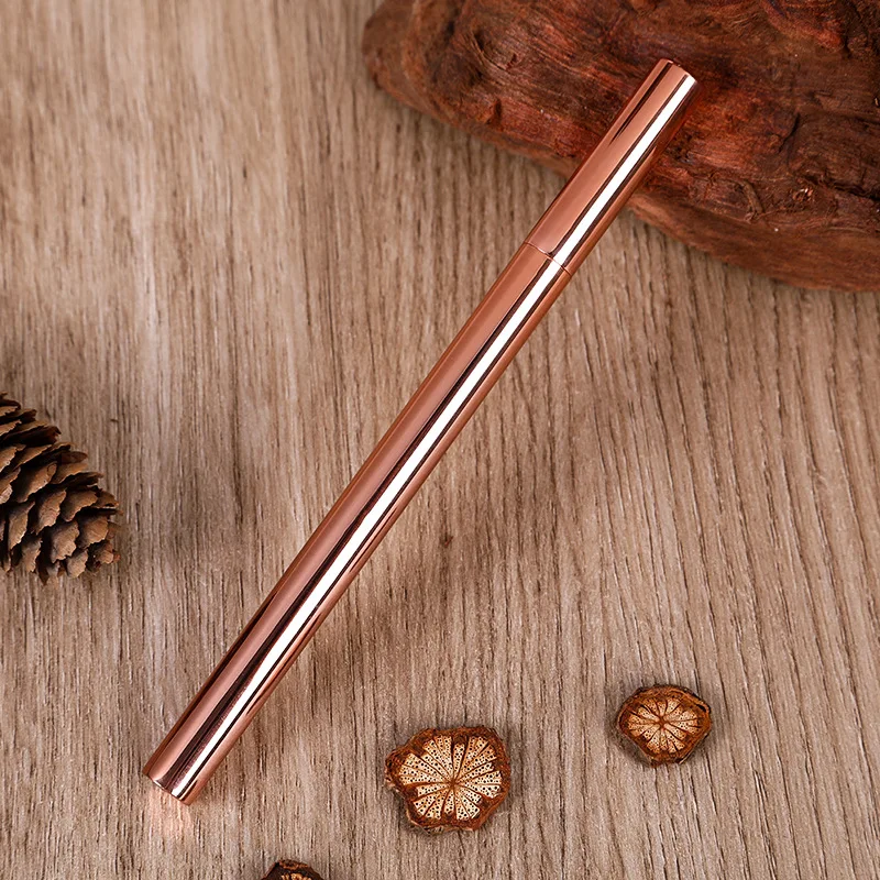 Full rose gold full chrome metal pen round barrel metal gel ink pen
