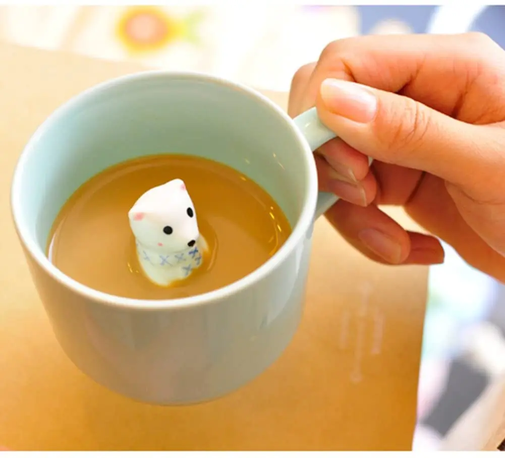 multiple color drinkware coffee mug 3d animal polar bear inside cute mugs ceramic coffee