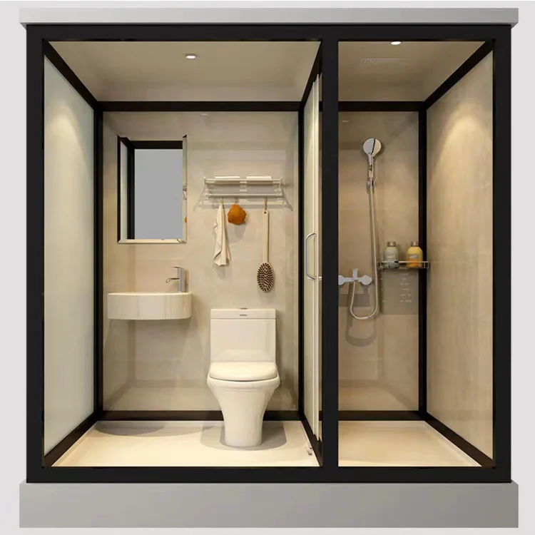 Prefabricated Exterior Bathroom All In One Modular Completed Shower Room Cabin With Toilet & Light modular Shower Enclosure