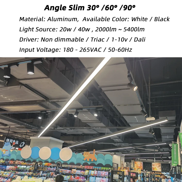 RONSE Mall Lighting Rail System Linear Track Led Supermarket Spot Down Light 50W Stop Stores Linear Track Led Light