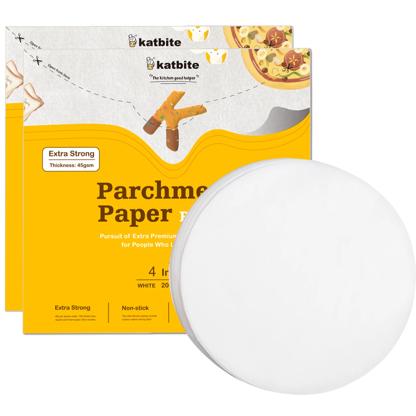 
200 sheets 4inch Grease proof silicone parchment baking paper sheet 