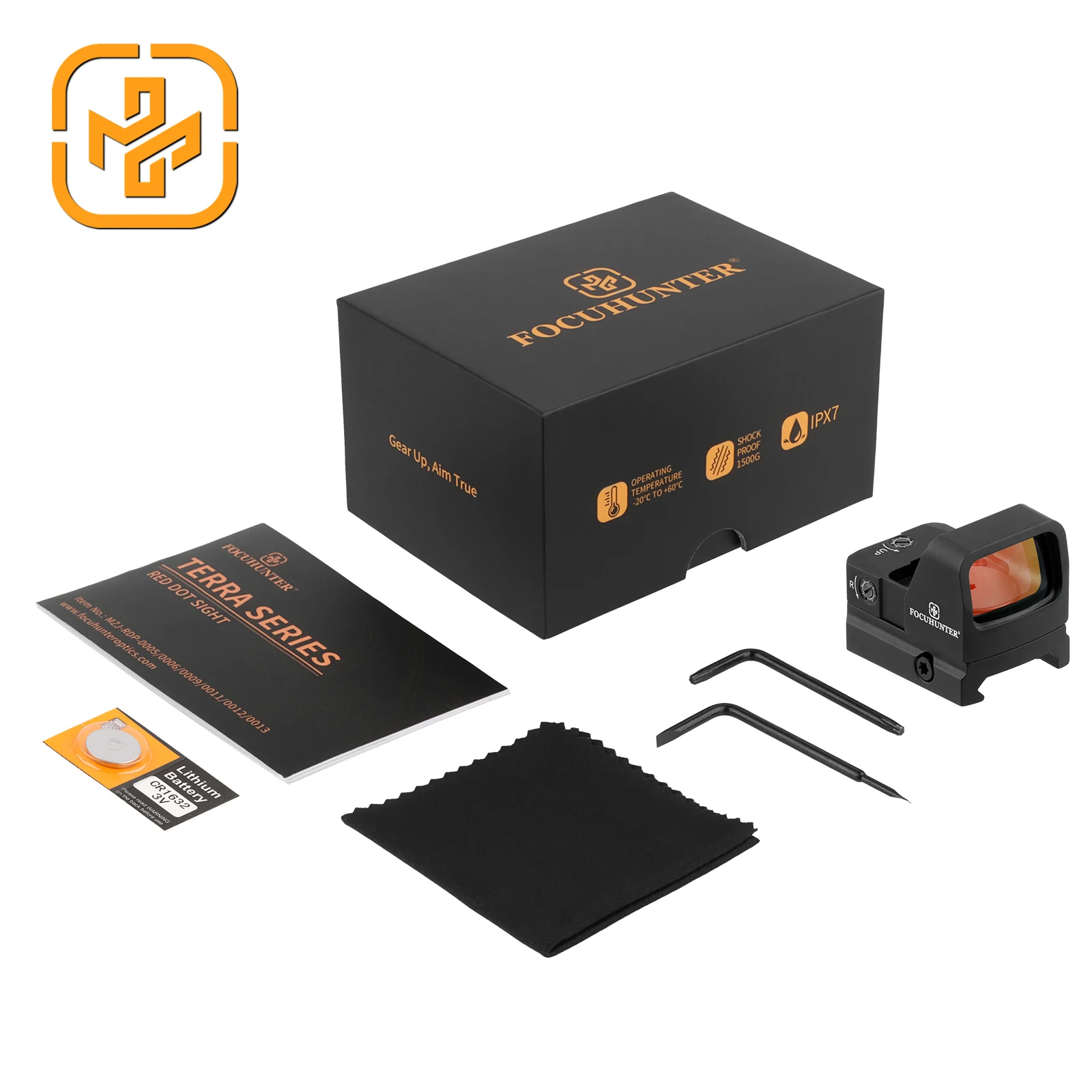 FOCUHUNTER High-end 1X23mm Shockproof 1500G Recoil Shake Awake Red Dot Sight IPX7 Waterproof Red Dot Sight Scope