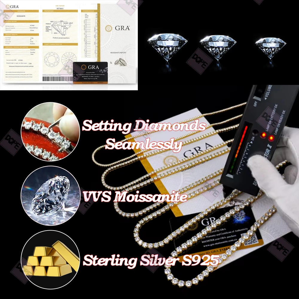 Stunning 4mm Tennis Bracelet Sparkling Hiphop Bracelet White Gold Plated 925 Silver VVS Moissanite Tennis Bracelet