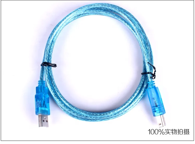 
6FT USB2.0 AM TO BM CABLE Transparent blue with LED light 