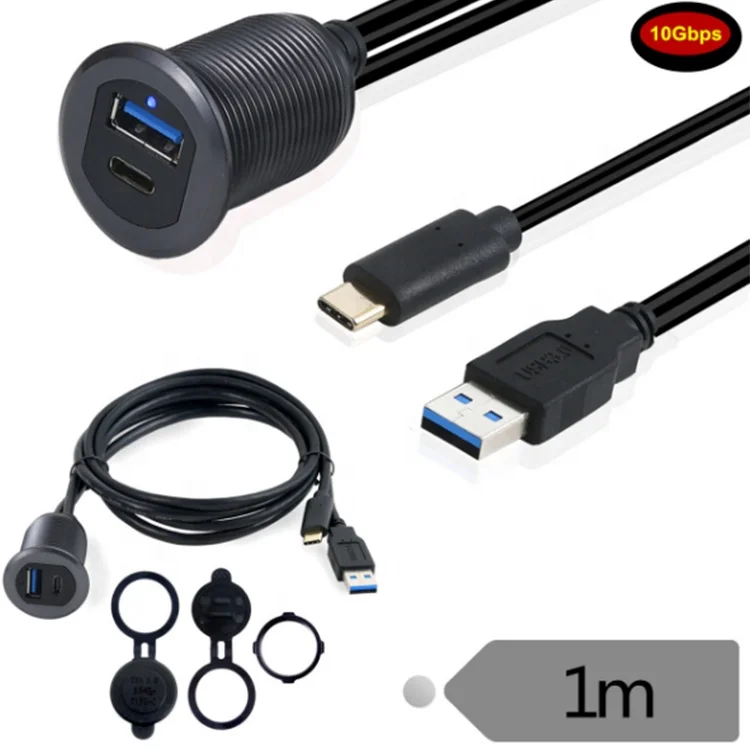 Тип C3.1 и USB 3 0 мужского женского пола AUX автомобильное крепление для скрытого кабель Водонепроницаемый удлинитель со светодиодной подсветкой автомобилей Грузовик Лодка Мотоцикл приборной