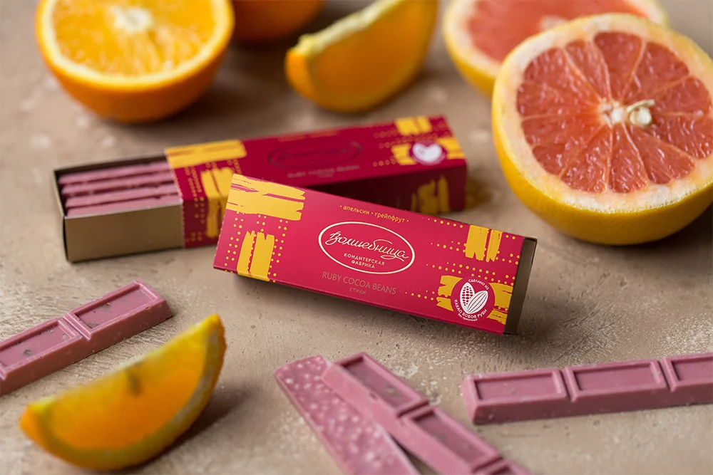 Cocoa chocolate beans sticks with orange