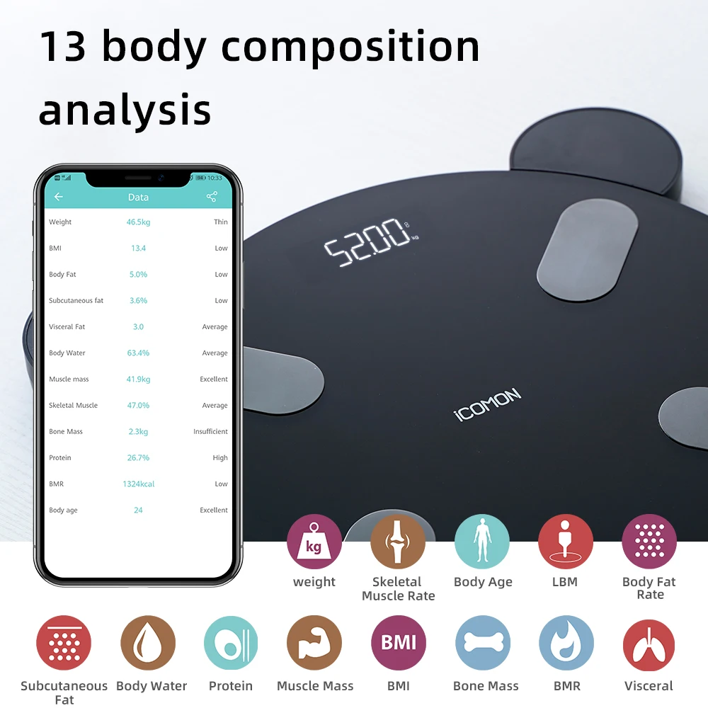 Little Devil 180kg 400lbs Digital Smart Health Care Electronic Body Weight Fat Composition Weighing Bathroom Scale