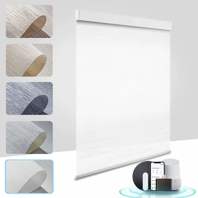 alexa app controlled roller screen shades indoor blackout tuya zigbee rechargeable battery motor powered motorized smart blinds