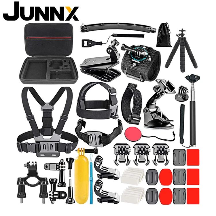 JUNNX 50 in 1 Black Action Camara Accesorios Set kit Go Pro Camera Accessories for Gopro Hero Max 10 9 8 7 6 5 4 Xiaomi Yi DJI